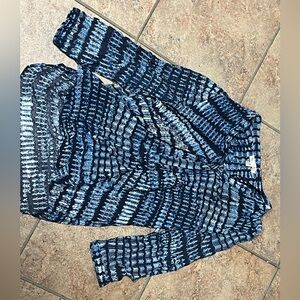 Lila Rose blue and White Abstract Blouse